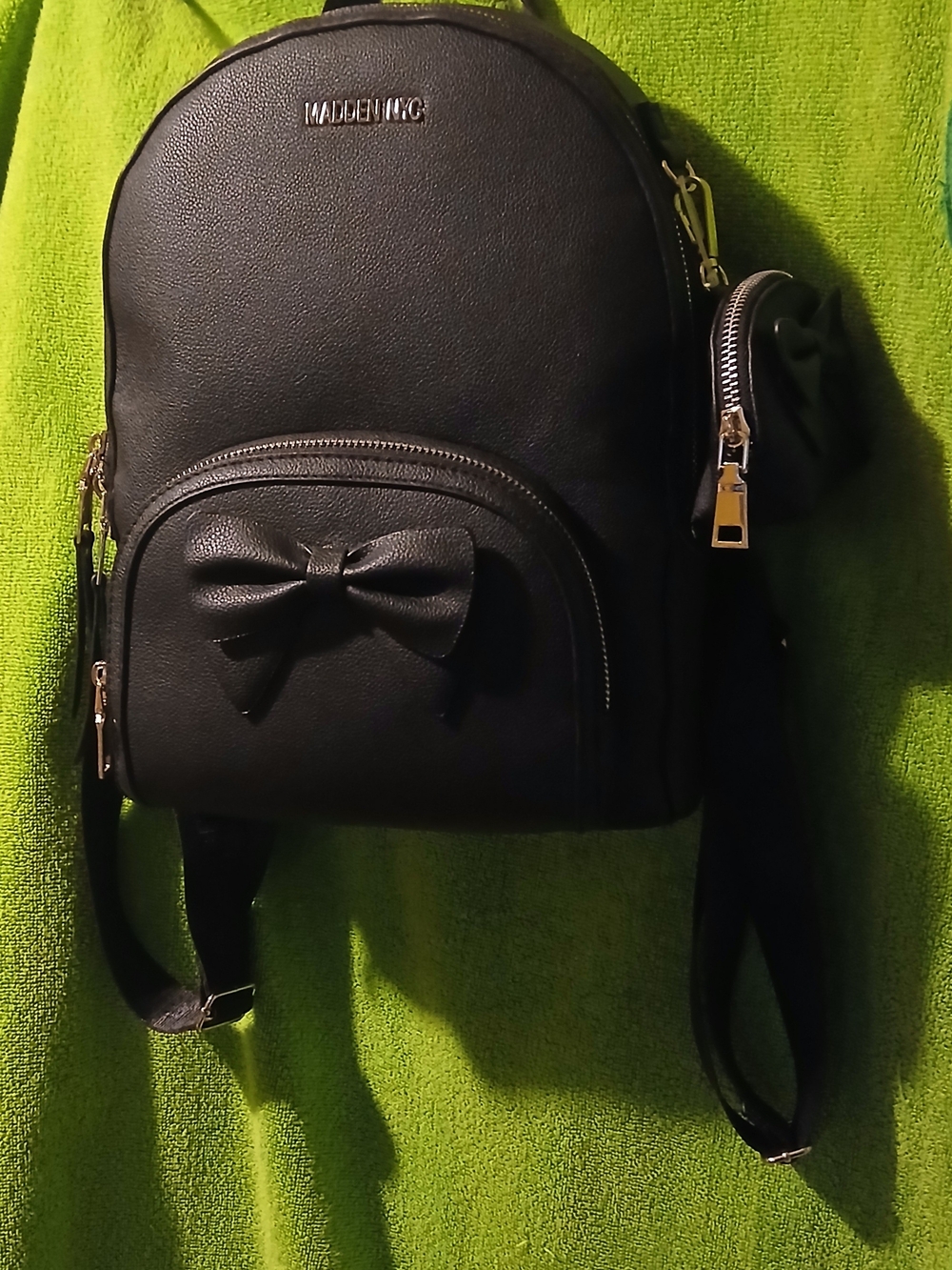 Steve Madden Black Backpack with Bow Accent